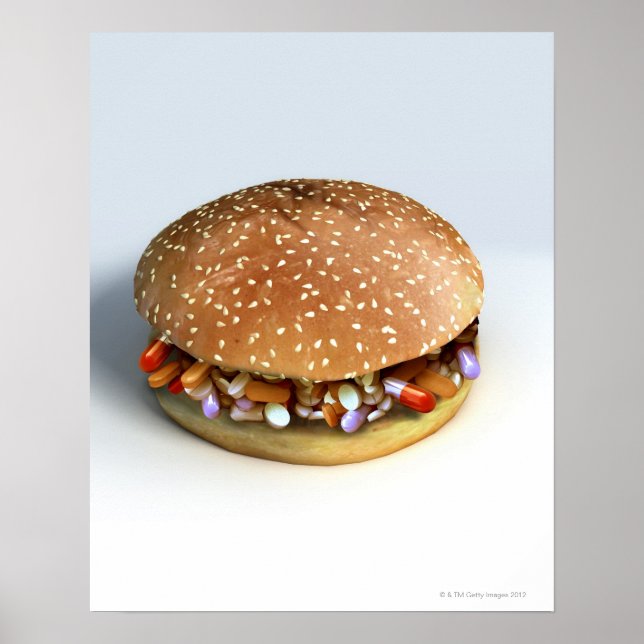 Poster Burger pilule (Devant)