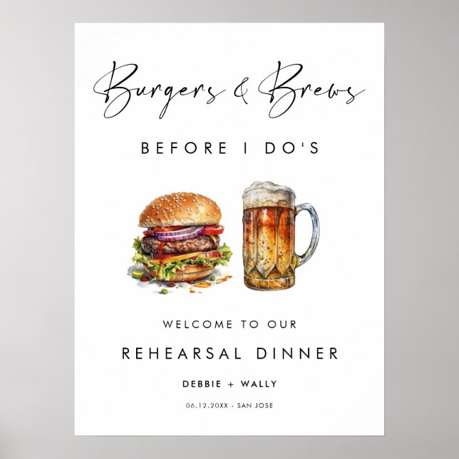 Poster Burgers et brasses avant le dîner de répétition de (Devant)