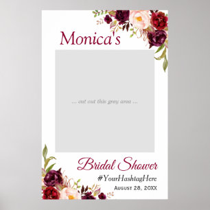 Poster Burgundy Blush Floral Fête des mariées Photo Prop