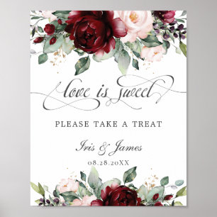 Poster Burgundy Blush Floral L'amour est doux Prenez un s