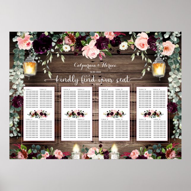 Poster Burgundy Blush Pink 160 Guest - Plat de luxe (Devant)