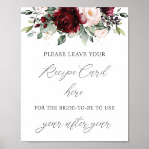 Poster Burgundy Blush Rose Florale Mariage Apportez une R