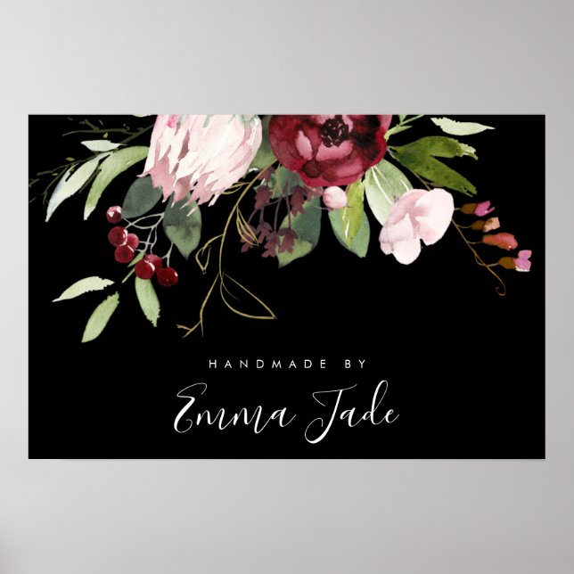 POSTER BURGUNDY BURGUNDA PROTÉA FLORAL BUSINESS (Devant)