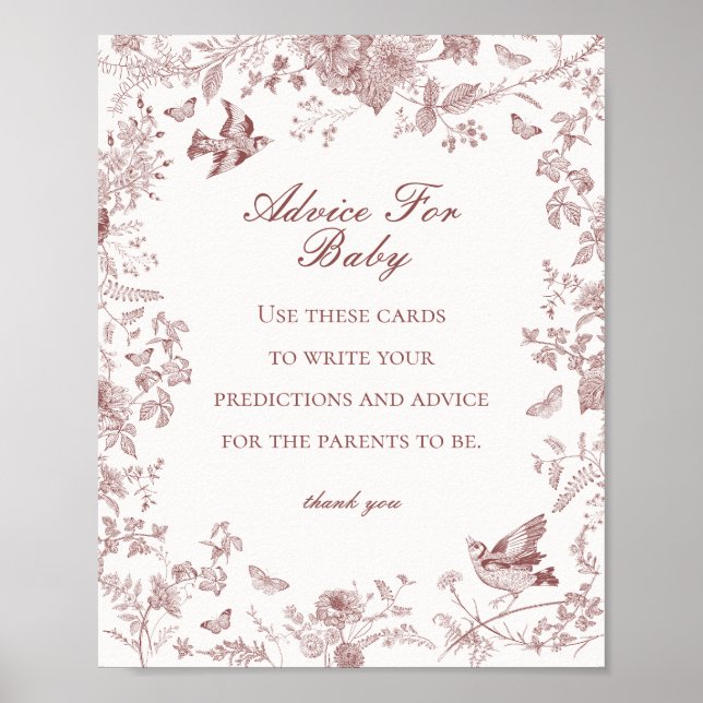 Poster Burgundy Fall Toile De Jouy Conseils pour le Baby  (Devant)