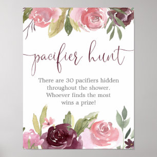 Poster Burgundy floral bleu Pacifique chasse douche jeu P
