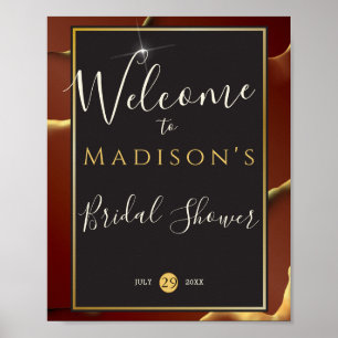 Poster 🤵 Burgundy Gold Elegant Inky Mariage Abstrait