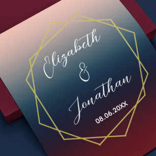 Poster Burgundy Navy Blush Ombre Mariage géométrique