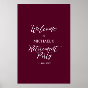 Poster Burgundy Red   Bienvenue à une fête de retraite mi