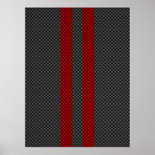 Poster Burgundy Red Carbon Fiber Like Racing Stripes