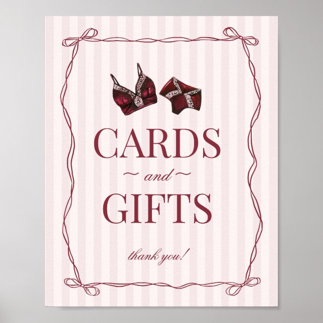 Poster Burgundy Red Lingerie Bachelorette Cards & Gifts (Devant)