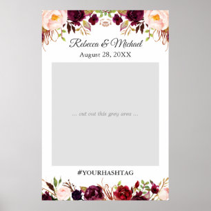 Poster Burgundy Rouge Blush Floral Mariage Photo Prop