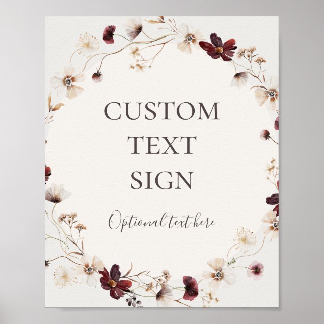 Poster Burgundy Wildflower | Cartes & Cadeaux Beige sur m (Devant)