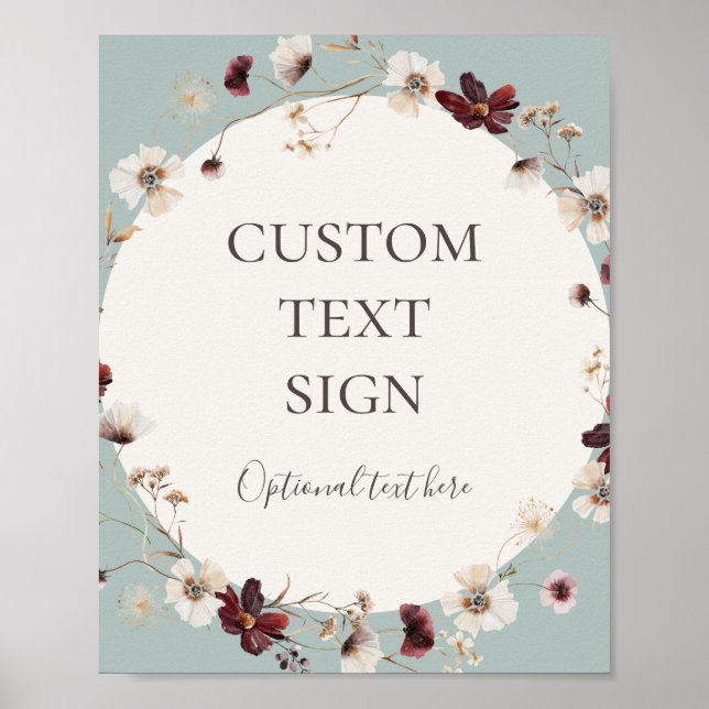 Poster Burgundy Wildflower | Cartes & Cadeaux Personnalis (Devant)