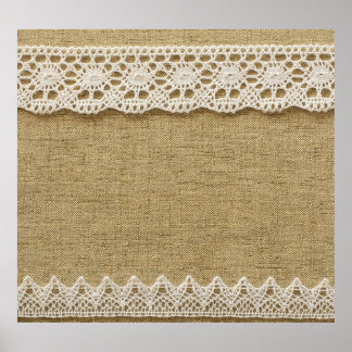 Poster Burlap, dentelle texture tissu.