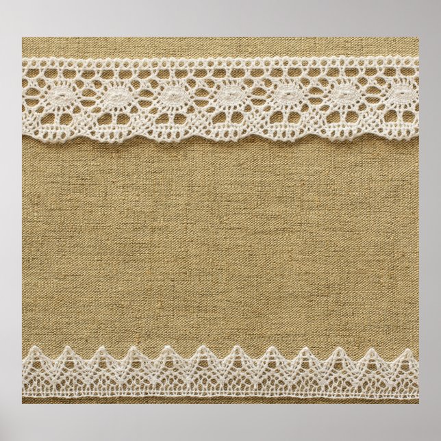 Poster Burlap, dentelle texture tissu. (Devant)