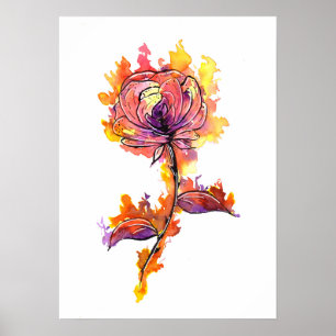 Poster Burning Rose Tattoo