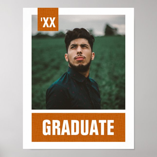 Poster Burnt Orange Modern Textured Photo Graduation (Devant)