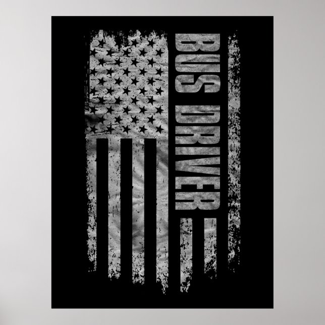 Poster Bus Driver USA Flag Distressed design (Devant)