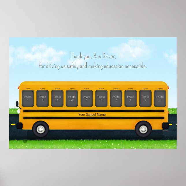 Poster Bus Merci 10 Photo Custom School Bus (Devant)