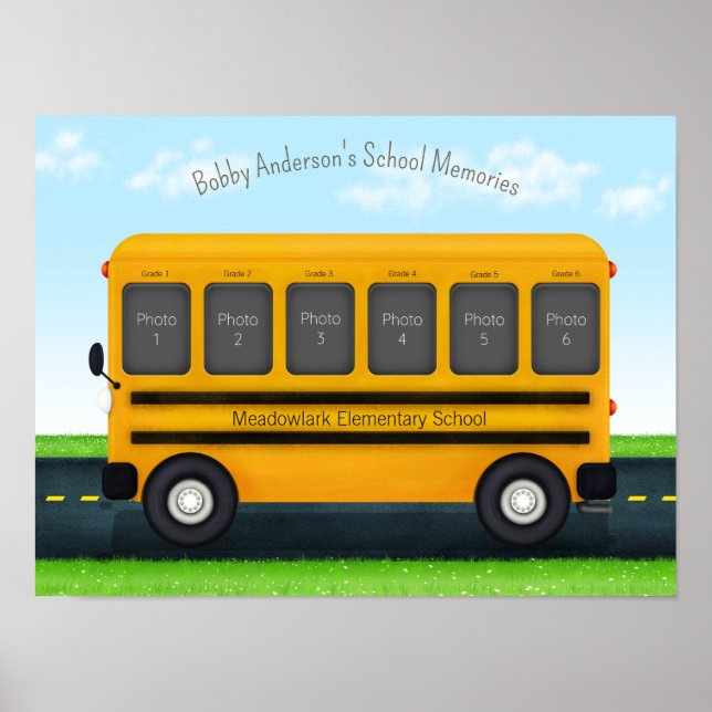 Poster Bus scolaire 6 Cadre photo Personnalisé Souvenirs  (Devant)