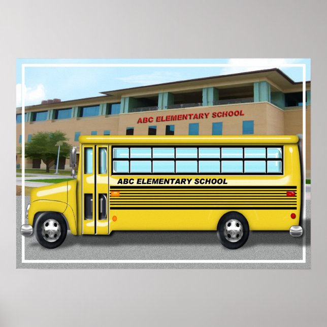Poster Bus scolaire à l'école (Devant)
