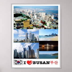 Poster Busan - Corée du Sud - I Love -