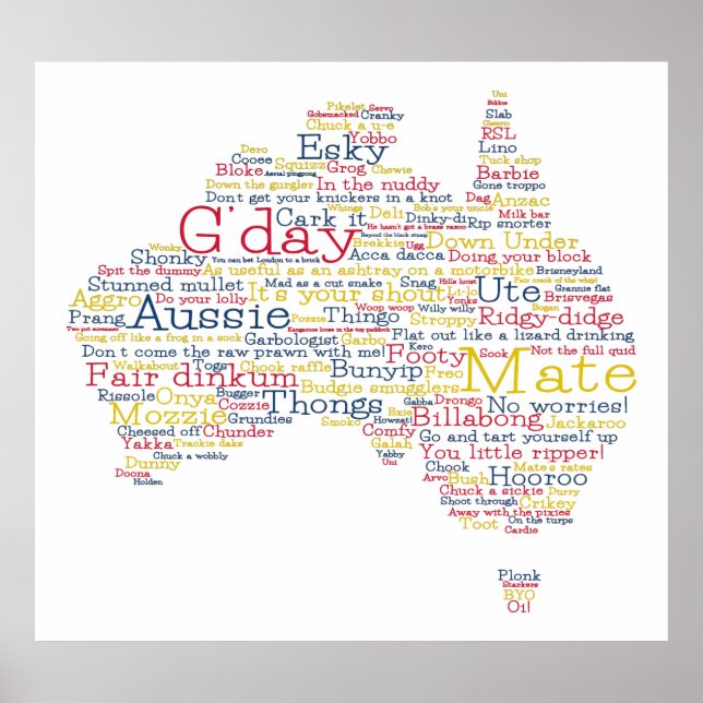 Poster Busfire Special Edition Aussie Slang Map (Devant)