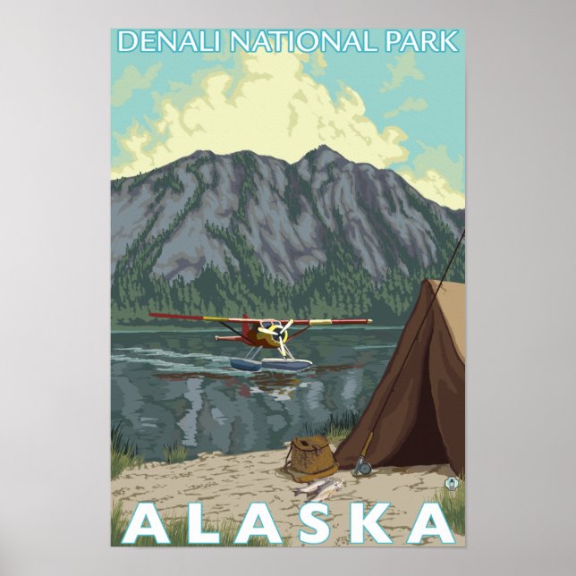 Poster Bush Plane & Fishing - Denali Nat'l Park, (Devant)