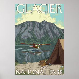 Poster Bush Plane & Fishing - Glacier National Park, MT