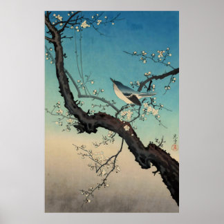 Poster bush warbler and plum blossoms-Tsuchiya Koitsu