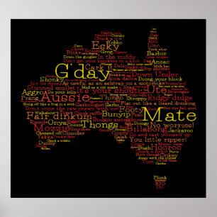 Poster Bushfire Special Edition Aussie Slang Map