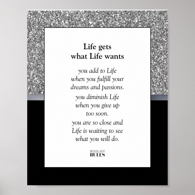 Poster Business Motivation Luxe Parties scintillant argen (Devant)