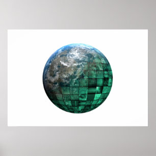 Poster Business Technology Global Network avec Futurisme