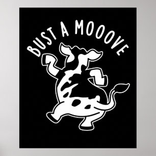 Poster Bust A Moooy Funny Cow Pun Dark BG