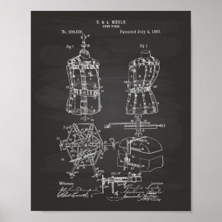 Poster Bust Form 1893 Patent Art Chalkboard