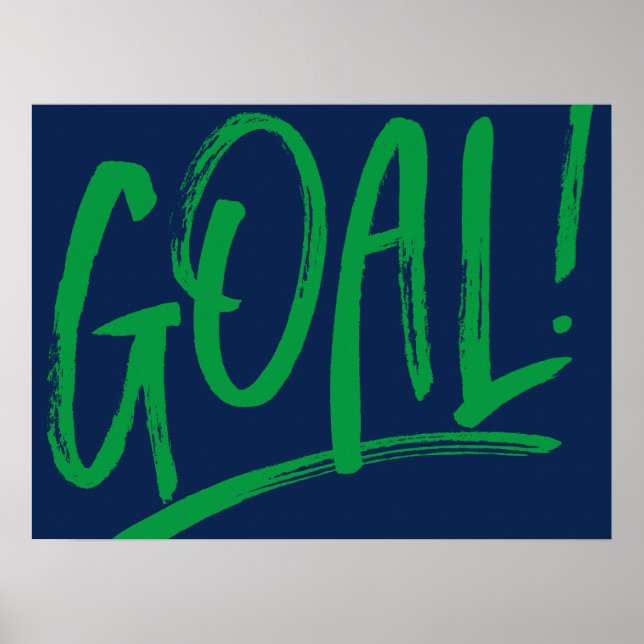 Poster But! hockey de football bleu art de sports verts (Devant)