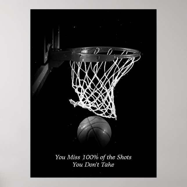 Poster Buts Devis Motivationnel Basket Basket-Ball noir e (Devant)