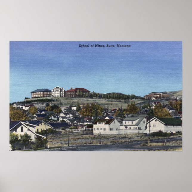 Poster Butte, Montana - École des Mines Vue de (Devant)