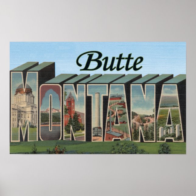Poster Butte, MontanaGrandes lettres ScènesButte, MT 2 (Devant)