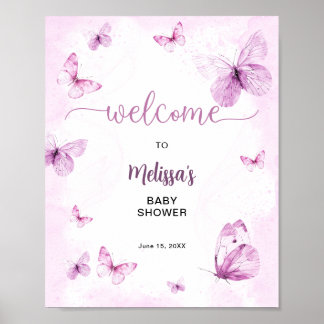 Poster Butterfly Baby Shower Welcome 