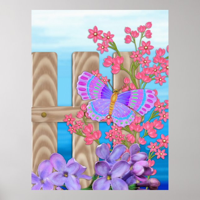 Poster Butterfly Garden 3D Whimsey (Devant)