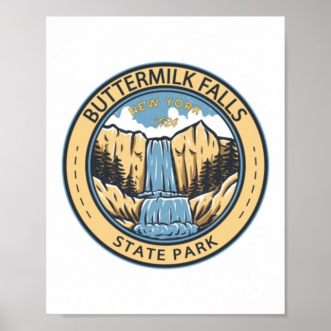 Poster Buttermilk Falls State Park New York Badge (Devant)