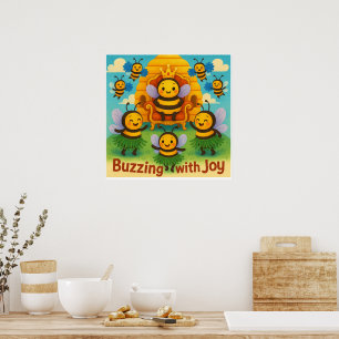 Poster Buzzing with Joy - Célébration du royaume des abei