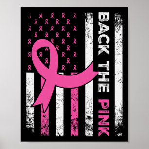 Poster Byck Pink Ribbon American Flag Cancer du sein A