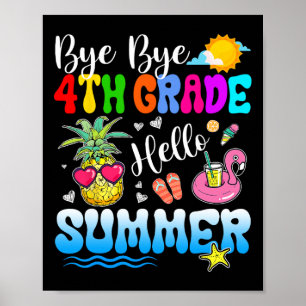 Poster Bye Bye 4e année Bonjour Enseignant de diplôme d'é
