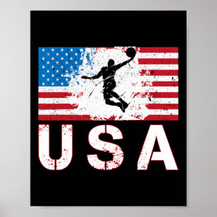 Poster Bysketbyll États-Unis Drapeau nous Bysketbyll Homm