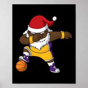 Poster Bysketbyll Noir Dabbing Père Noël Africain Amériqu
