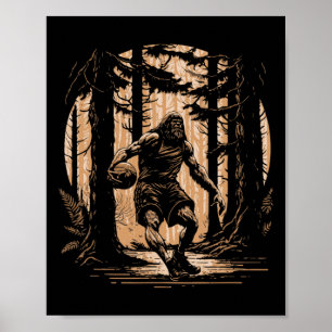 Poster Bysketbyll Sasquatch Vintage Bigfoot Dunking Bbyll