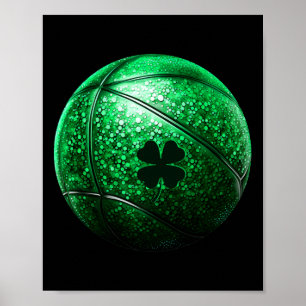 Poster Bysketbyll Shamrock Lucky Clover Irish St Patrick'