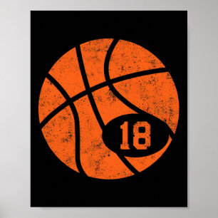 Poster Bysketbyll Sport 18 Jersey Numéro Détresse Vintage